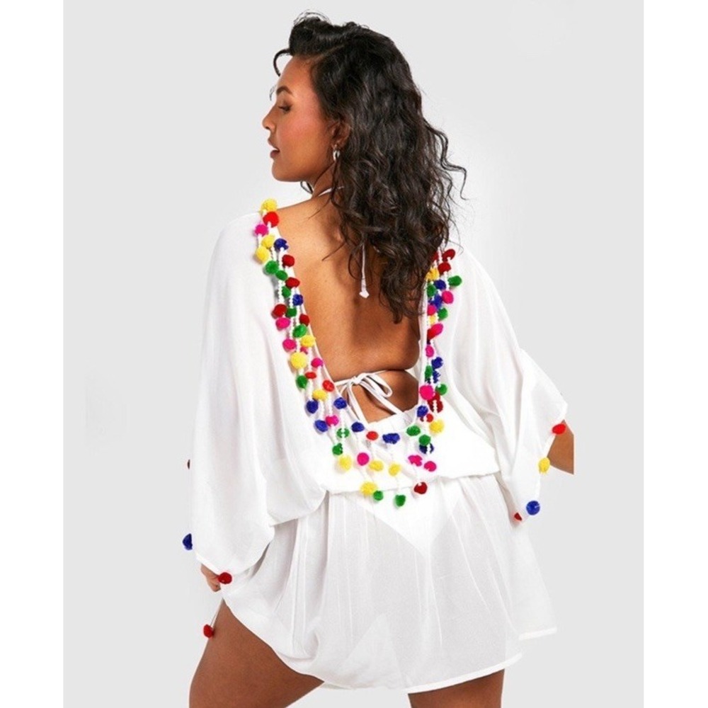 (b21/7)SUNDRESS Lou Lou Rainbow Pom Pom Dress Bikini Cover Up Women's Size XS/S